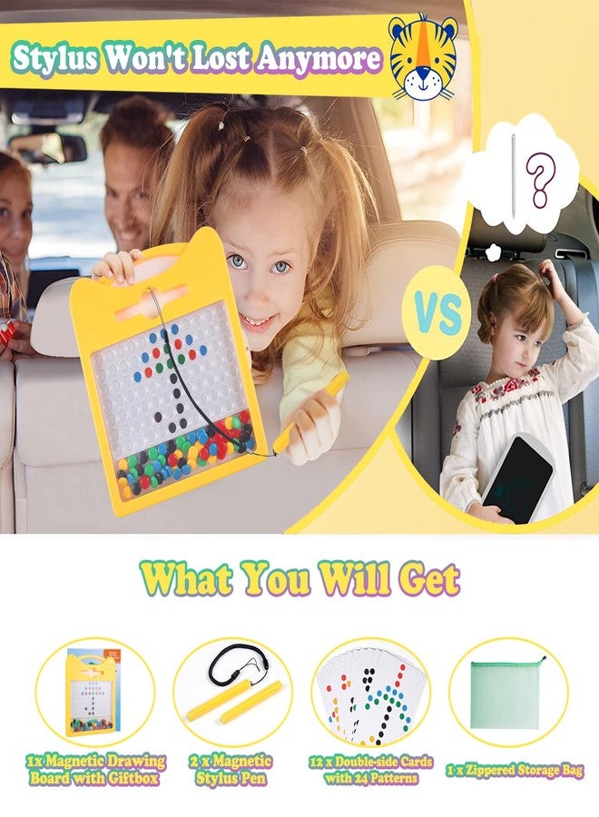 Svance Magnetic Drawing Board for Kids, Toddler Magnet Doodle Board with 2 Pens, Magnetic Dot Art, Fine Motor Skills Toys, Airplane Travel Essentials Toys for Boys Girls (Yellow Cat) - Image 4