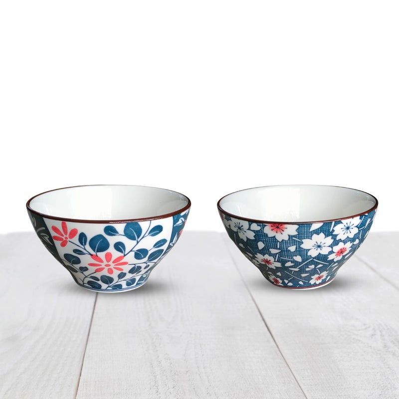 UniKart Ramen 300ml Porcelain Bowl Set Microwave Dishwasher Safe for Serving Snacks, Soup, Lunch, Dinner (Set of 2) - Image 1