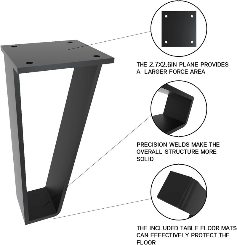 Ventuos Metal Bench Legs Set of 4 TriangleShape Heavy Duty Table Legs Metal Couch Legs Furniture Legs Black Metal for Sofa Couch Dresser Metal Legs for Coffee Table 14 - Image 3