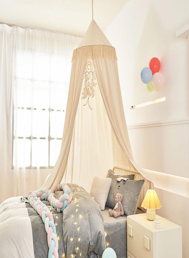 Mengersi Kids Bed Canopy with Tassel,Bed Canopy for Girls Boys Room Tent,Baby Crib Hanging Curtain-Bedroom Privacy Space Sleeping Tents Gifts,Ivory - Image 3