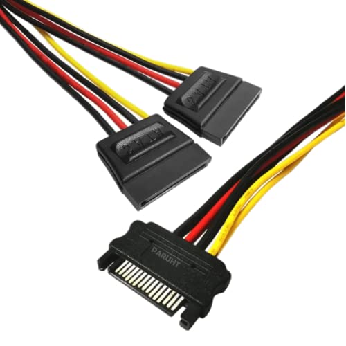 PARUHT SATA 15 Pin Male to 2 x 15 Pin Female Power Extension Y Splitter Cable Adapter,Multi-colored - Image 2