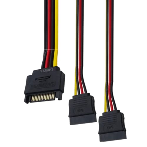 PARUHT SATA 15 Pin Male to 2 x 15 Pin Female Power Extension Y Splitter Cable Adapter,Multi-colored - Image 4