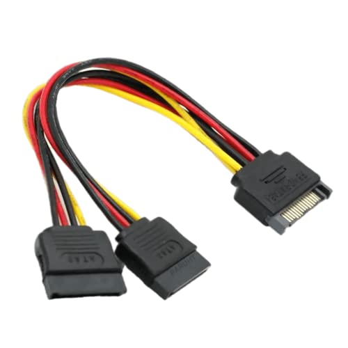 PARUHT SATA 15 Pin Male to 2 x 15 Pin Female Power Extension Y Splitter Cable Adapter,Multi-colored - Image 1