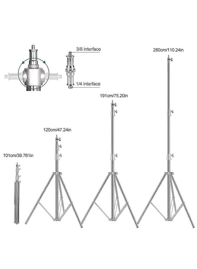 ITOTIN Stainless Steel Photography Video Tripod Stand, Spring Cushioned Heavy Duty Tripod Stand, 9.5ft/2.8m, Universal Adapter for Photography Studio Monolight Reflector Portrait - Image 3