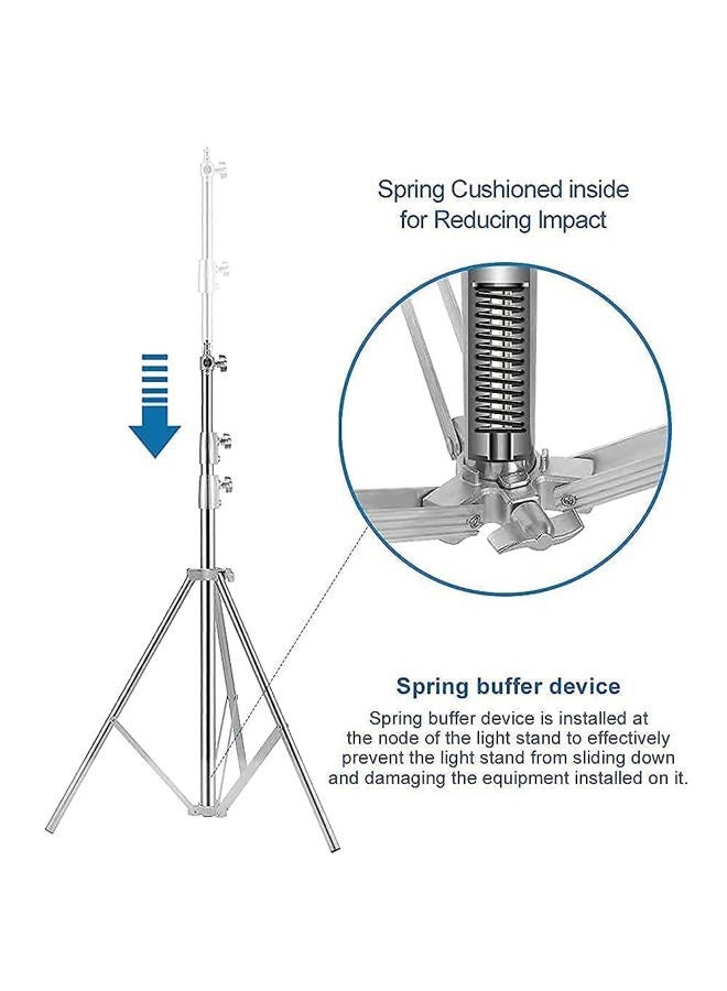 ITOTIN Stainless Steel Photography Video Tripod Stand, Spring Cushioned Heavy Duty Tripod Stand, 9.5ft/2.8m, Universal Adapter for Photography Studio Monolight Reflector Portrait - Image 4