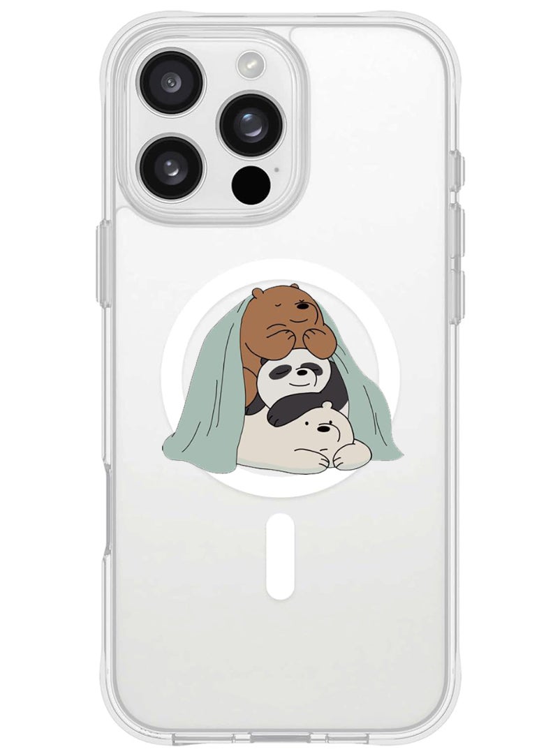 Theodor iPhone 16 Pro Magsafe Magnetic Case for iPhone Compatible with Wireless Charging, Shockproof Phone Bumper Cover - 3 Panda sitting - Image 1