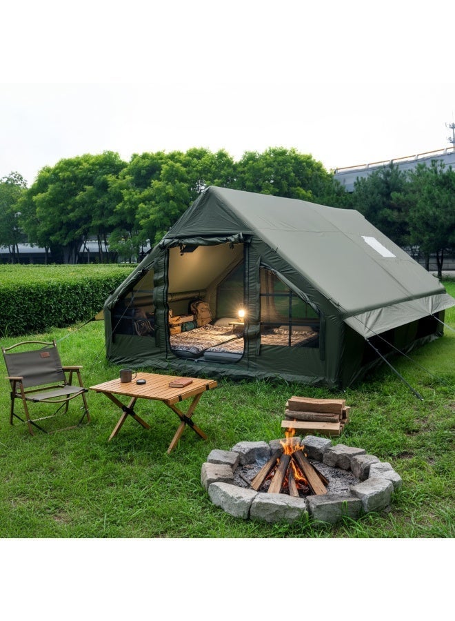73Hours GT-8X Inflatable Camping Tent with Carry Bag  UV Protection / Quick Setup / Capacity 6-8 People / Material 420D Oxford / Dual Door Convenience / Windproof  Stable  Waterproof - Green - Image 1