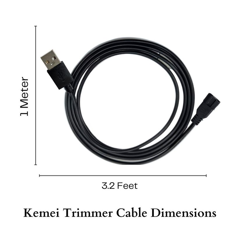 Upix USB Kemei Trimmer Charging Cable 1 Meter (3.2 Feet) Compatible for Kemei Trimmer, Shavers, Body Groomers - Black (Please match Cable Port before Ordering) (Works with 5V USB Adapter Only) - Image 2