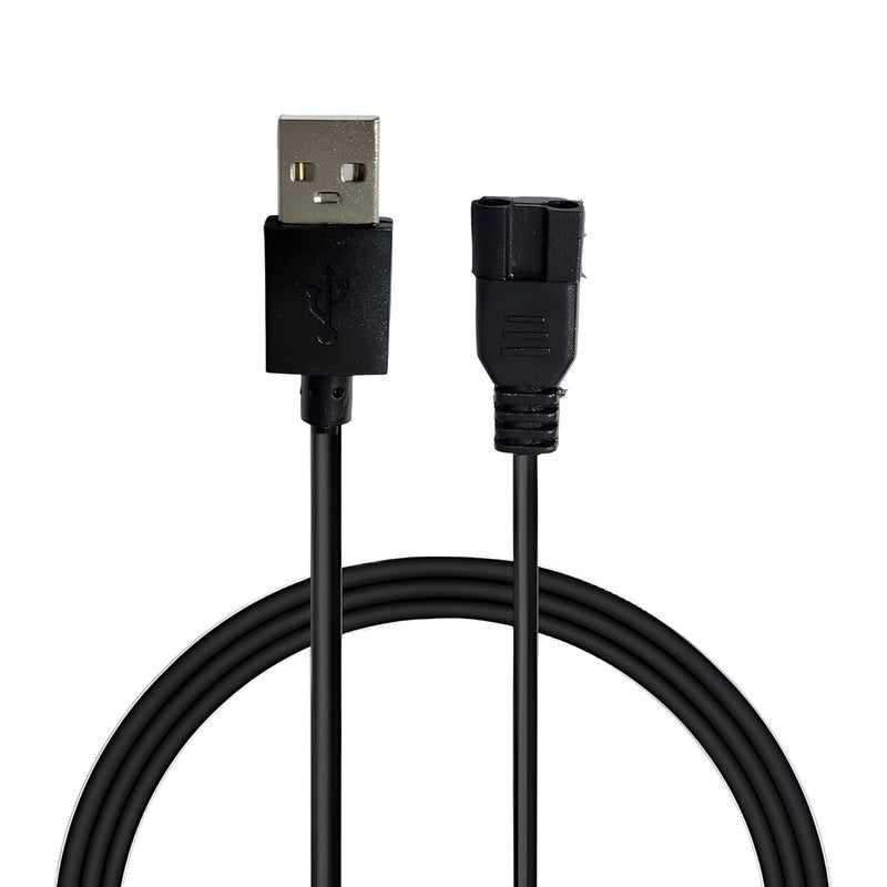 Upix USB Kemei Trimmer Charging Cable 1 Meter (3.2 Feet) Compatible for Kemei Trimmer, Shavers, Body Groomers - Black (Please match Cable Port before Ordering) (Works with 5V USB Adapter Only) - Image 1