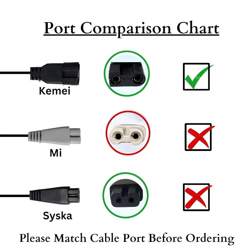 Upix USB Kemei Trimmer Charging Cable 1 Meter (3.2 Feet) Compatible for Kemei Trimmer, Shavers, Body Groomers - Black (Please match Cable Port before Ordering) (Works with 5V USB Adapter Only) - Image 4