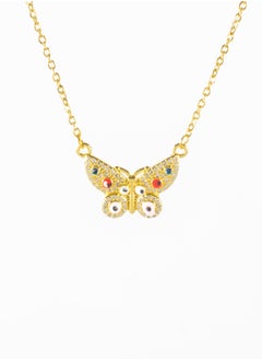 The Black Pearl Accessories Stainless Steel Neckalce with Multi Colored Zirconic Butterfly Pendant  - Image 1