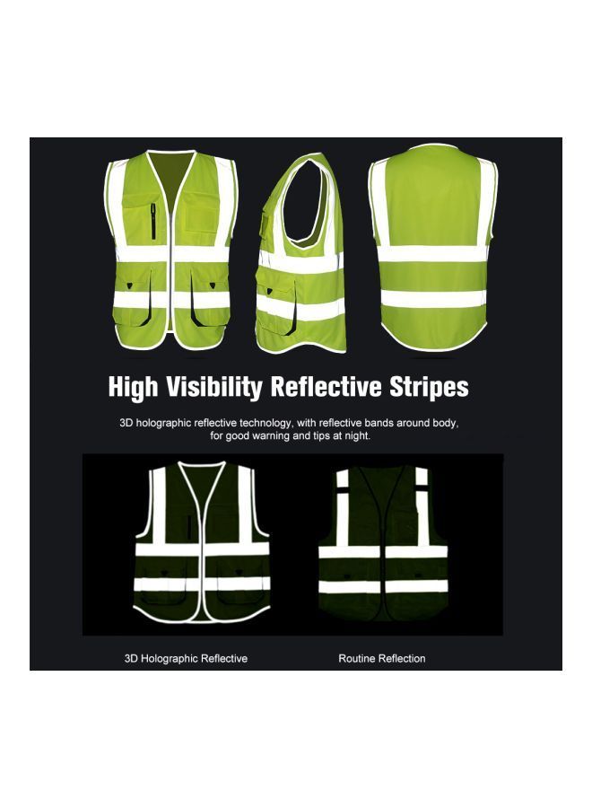 NIBEMINENT High Visibility Reflective Safety Vest Yellow/Grey  - Image 2