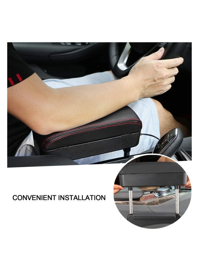 Auto Car Armrest Extender Support Elbow & Forearm Arm Wrist Rest Support Adjustable Height Comfort Pad Universal Fit for Most Car Models Center Console (Red with Organizer) - Image 4