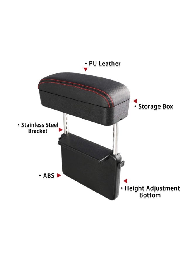 Auto Car Armrest Extender Support Elbow & Forearm Arm Wrist Rest Support Adjustable Height Comfort Pad Universal Fit for Most Car Models Center Console (Red with Organizer) - Image 2