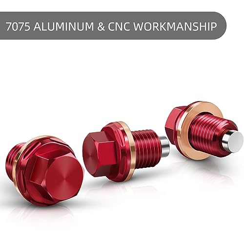 OxyGenie M14 x1.5 Magnetic Oil Drain Plug 7075 Aluminum CNC Craft with Crush Washer Gaskets Replacement for Ford GM Hyundai KIA and More Select Models - Image 3