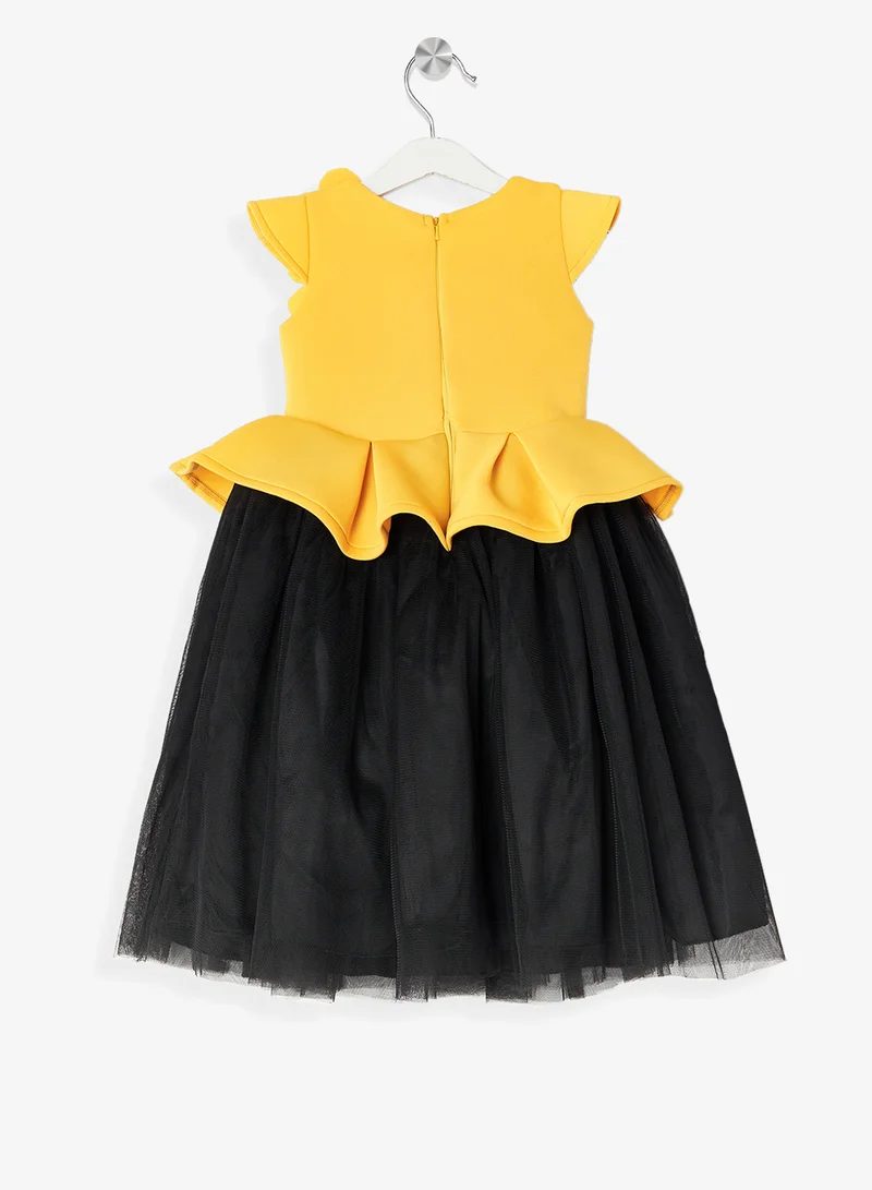 Little Golden Apple Flower Accent Dress