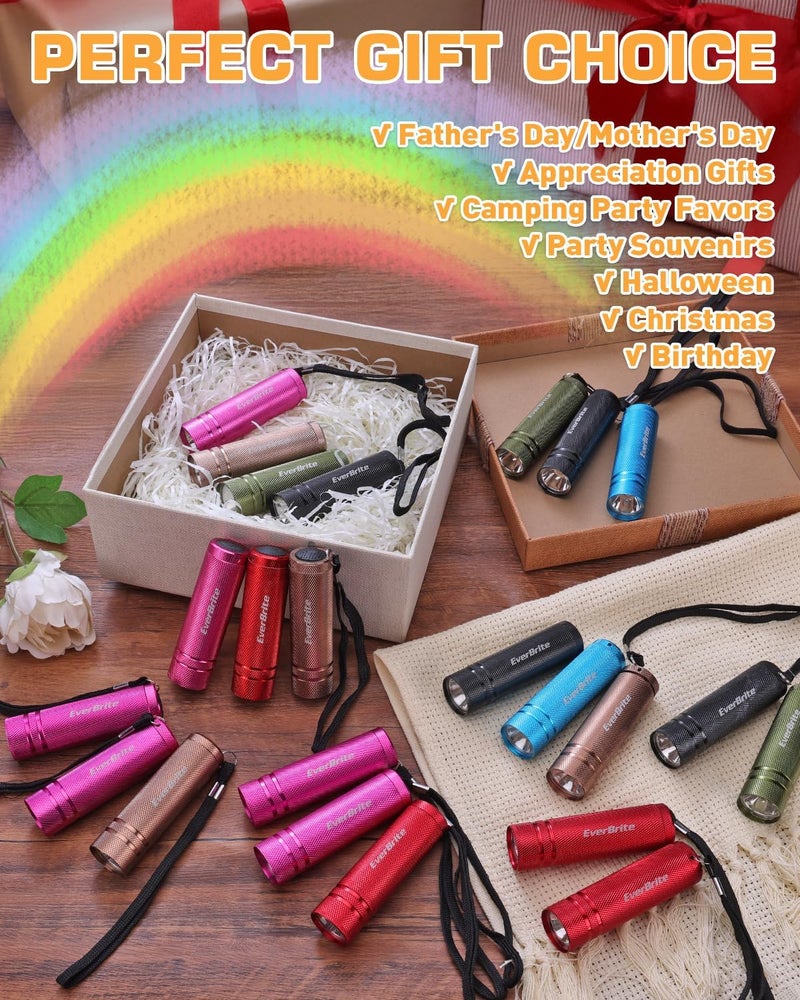 EverBrite 30-Pack Mini Flashlight Set, Aluminum LED Handheld Torches with Lanyard, Assorted Colors, 90xAAA Batteries Included for Emergency, Night Reading, Camping, Power Outage, Bulk Holiday Gifts - Image 2