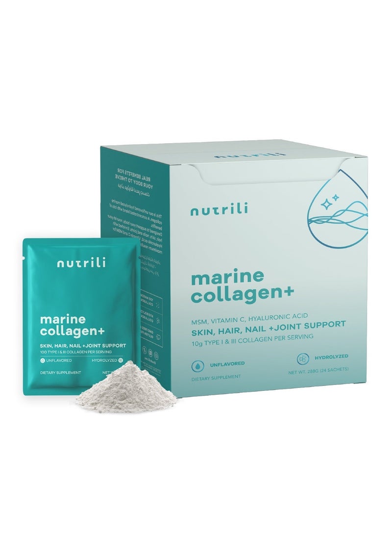 نوتريلي +Marine Collagen | (١٠ جم ) | إم إس إم، حمض الهيالورونيك وفيتامين سي | لصحة البشرة، المفاصل، الشعر، الأمعاء والعظام | ١٨٠ جم - Image 1