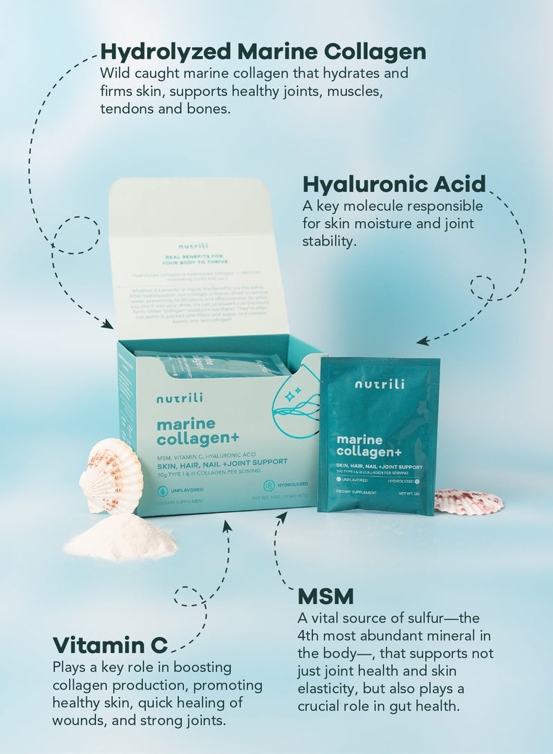نوتريلي +Marine Collagen | (١٠ جم ) | إم إس إم، حمض الهيالورونيك وفيتامين سي | لصحة البشرة، المفاصل، الشعر، الأمعاء والعظام | ١٨٠ جم - Image 4