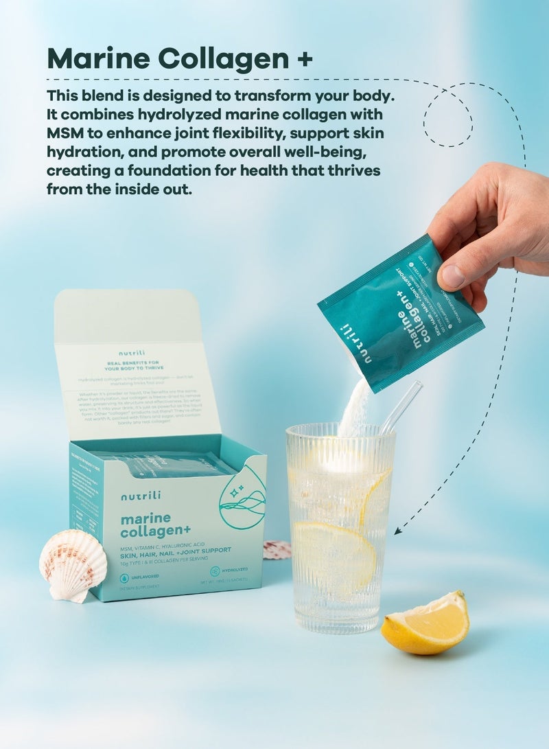 نوتريلي +Marine Collagen | (١٠ جم ) | إم إس إم، حمض الهيالورونيك وفيتامين سي | لصحة البشرة، المفاصل، الشعر، الأمعاء والعظام | ١٨٠ جم - Image 3