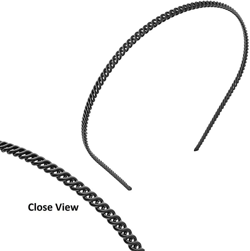 BIRDWARE Simplified Metal Chain Black Metal Hair Band for Unisex, 15x14 cm - Black - Image 3