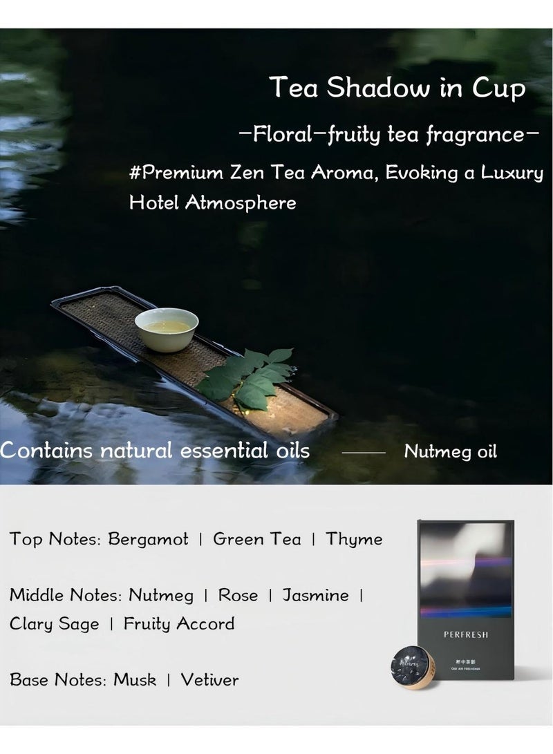 PERFRESH Car Air Freshener Kit,Magnetic vent clip design, long-lasting light fragrance, effectively neutralizes odors. 4 exclusive scents available，Includes: 1diffuser,2 fragrance pads（Tea Shadow in Cup） - Image 3