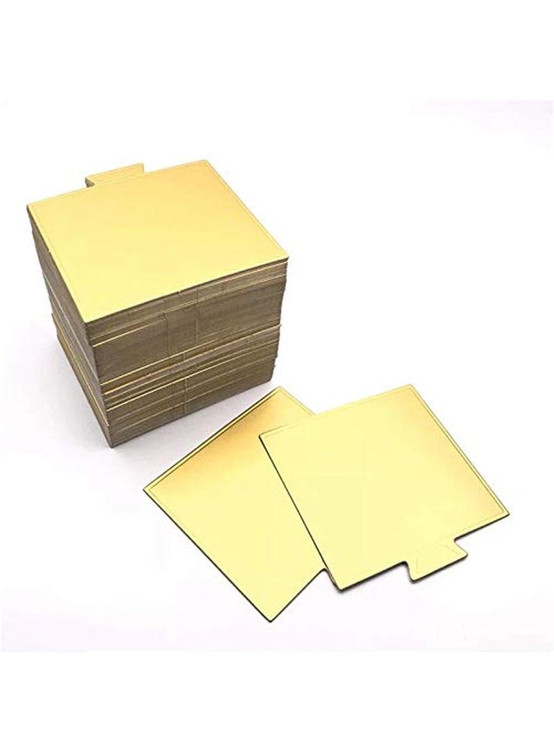 CAKE DECOR Square Pastry Base Boards Gold 100 Pcs Pack - Image 1