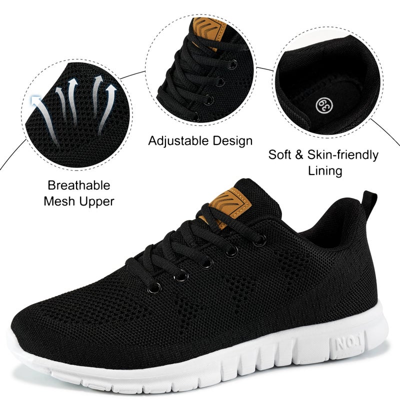 FUDYNMALC Womens Sneakers Tennis Shoes: Fashion Lightweight Non Slip Footwear for Walking Casual Travel Black - Image 4