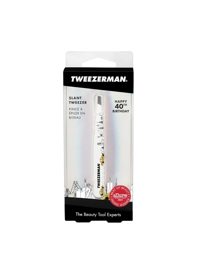 Tweezerman Exclusive 40th Birthday Slant Tweezer - Hair Removal Tweezers, Stainless Steel, Silver - Image 5