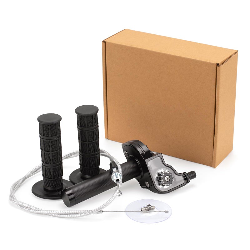 XINGWU Mini Bike Throttle Kit Universal 78 22mm CNC Quick Action Twist Throttle with Cable Throttle Assembly for CRF KLX SSR TTR 50cc250cc Dirt Pit Bike Mini Bike ATV Motorcycle Black - Image 2