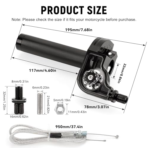 XINGWU Mini Bike Throttle Kit Universal 78 22mm CNC Quick Action Twist Throttle with Cable Throttle Assembly for CRF KLX SSR TTR 50cc250cc Dirt Pit Bike Mini Bike ATV Motorcycle Black - Image 3