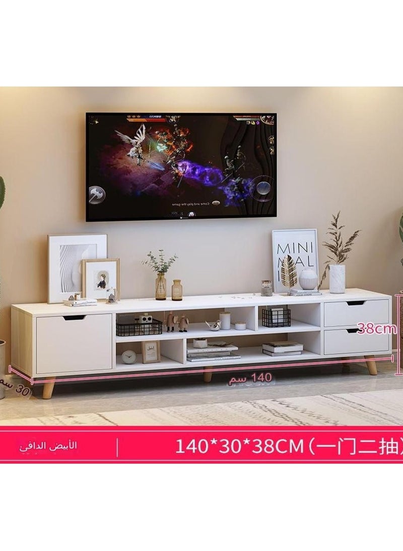 Generic TV Table with Solid Wood Table Legs TV Cabinet TV Stand with Drawers Floor Standing Coffee Table  for Living Room(140*30*38cm) - Image 2