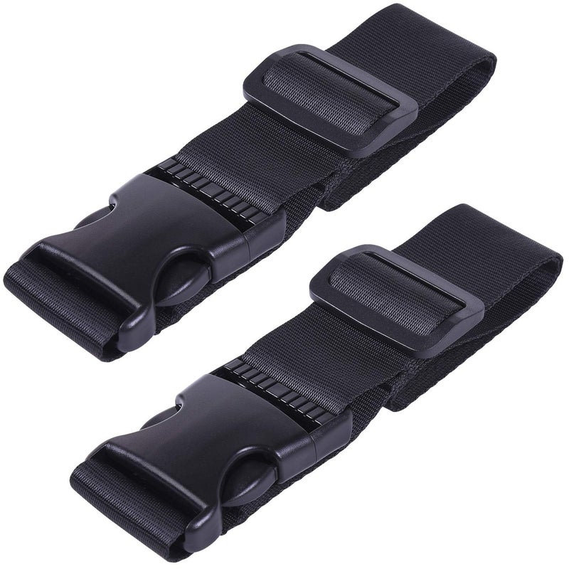 Wisdompro 2 Pcs Add a Bag Luggage Strap, Heavy Duty Adjustable Suitcase Belt Travel Attachment Travel Accessories for Connecting Your Luggage Together - Black - Image 1
