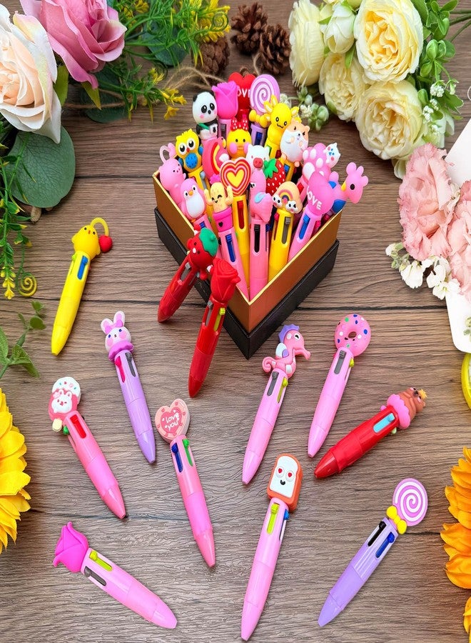 Feivando 30 Pcs Valentine's Day Multicolor Pens Bulk 4 Colors in One Retractable 0.7mm Fun Animal Ballpoint Pens Valentines Stationery for Holiday Party Favors Office Supplies - Image 4
