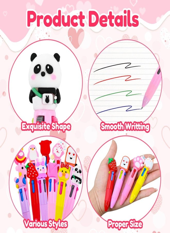 Feivando 30 Pcs Valentine's Day Multicolor Pens Bulk 4 Colors in One Retractable 0.7mm Fun Animal Ballpoint Pens Valentines Stationery for Holiday Party Favors Office Supplies - Image 3