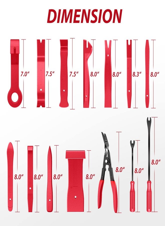 Nilight 200Pcs Trim Removal Tool, Auto Push Pin Bumper Retainer Clip Set Fastener Terminal Remover Adhesive Cable Clips Round Handle Crowbar Kit Car Panel Radio Auto Clip Pliers, 2 Years Warranty - Image 2