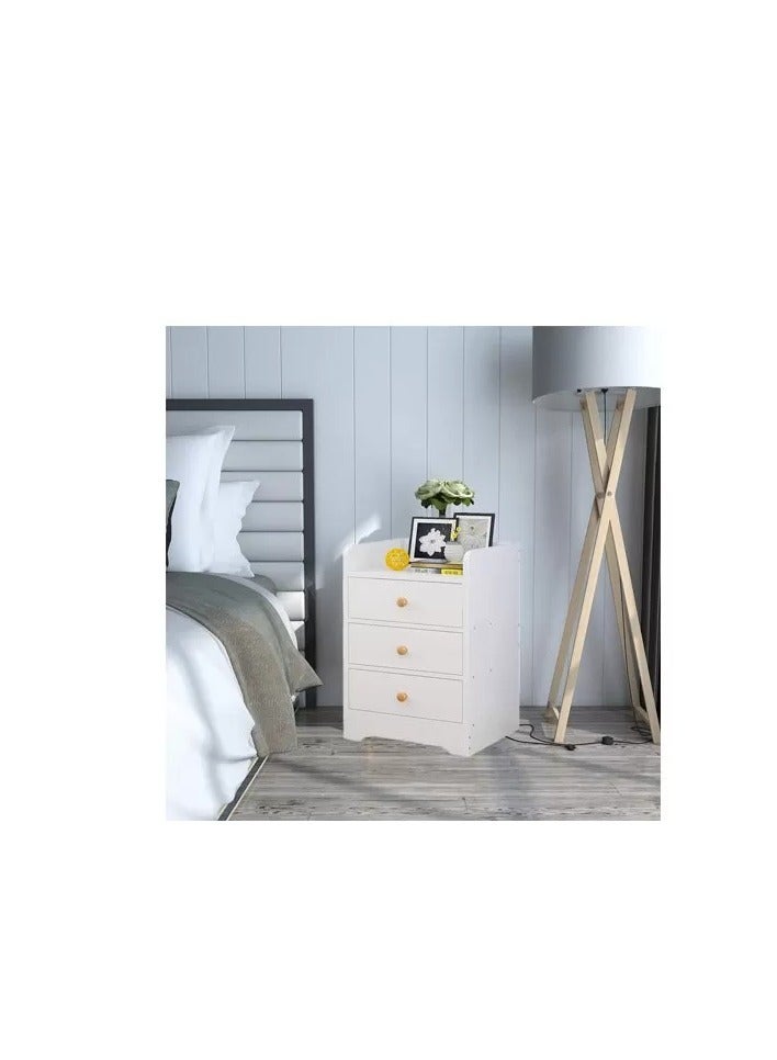 جالاكسي ديزاين طاولة سرير جانبية من جالاكسي مع خزانة تخزين على شكل برج تحتوي على 3 أدراج – سهلة التركيب، متينة وقوية، باللون الأبيض - Image 3