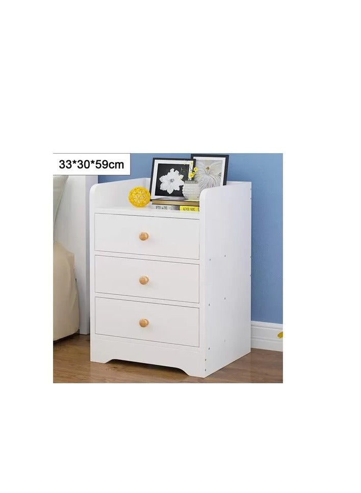 جالاكسي ديزاين طاولة سرير جانبية من جالاكسي مع خزانة تخزين على شكل برج تحتوي على 3 أدراج – سهلة التركيب، متينة وقوية، باللون الأبيض - Image 2