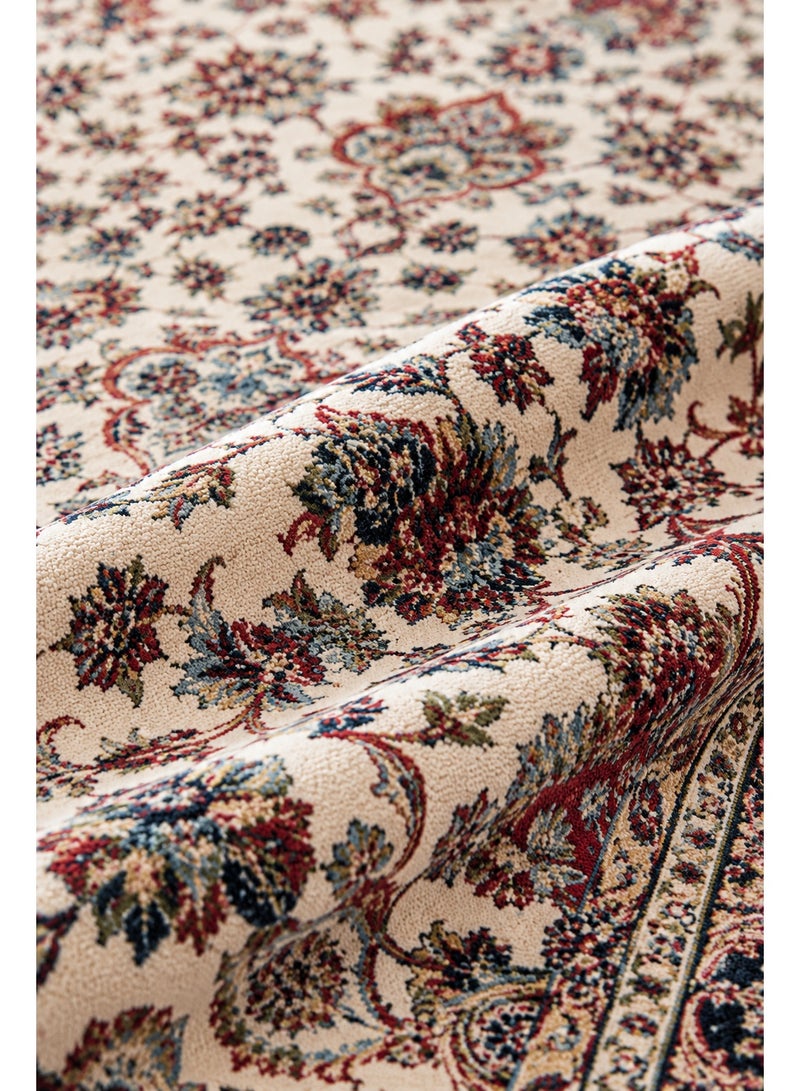 Traditional Woven Prayer Mat 78 x 120 cm with Tassel Fringe, Soft Foldable & Washable Salah Rug – Cream Navy Burgundy - Image 4