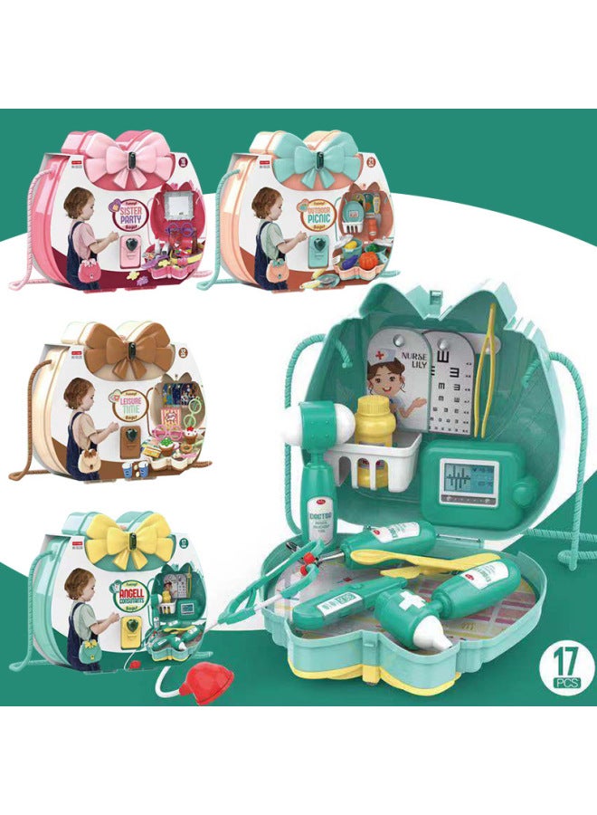 Children Play House Simulation Kitchen Tableware Makeup Tools Doctor Supermarket Portable Backpack Toys-Color:12L05 Kitchen 0.25kg - Image 2