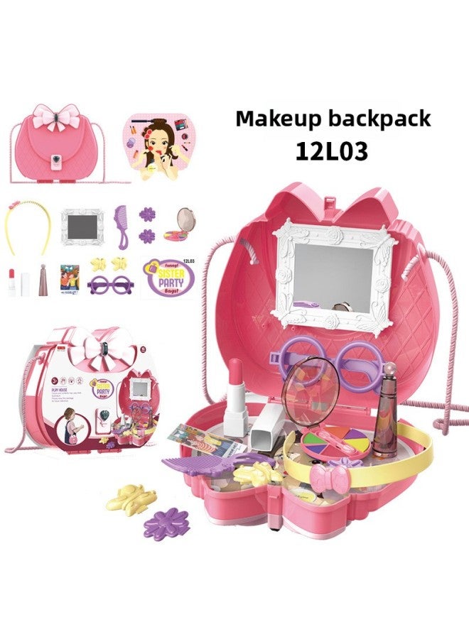 Children Play House Simulation Kitchen Tableware Makeup Tools Doctor Supermarket Portable Backpack Toys-Color:12L05 Kitchen 0.25kg - Image 4
