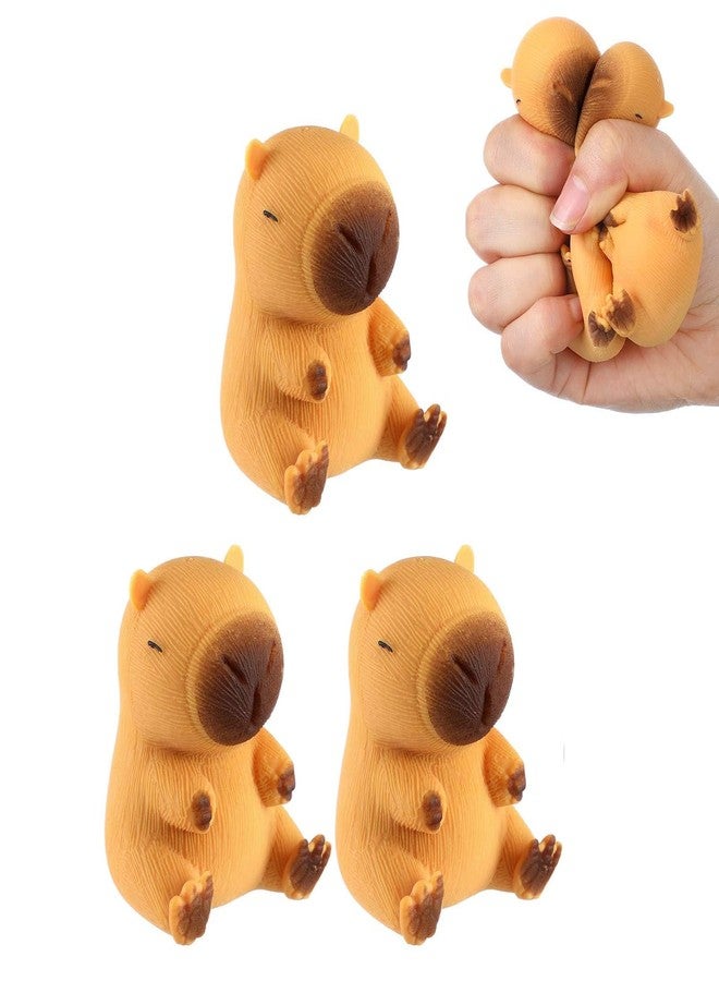 BdelrinQue 3Pcs Capybara Soft Toy, Cute Plushies, Squishy Toy for Stress Relief, Anxiety Management, Fun Party Favors for Office Staff ,Brown - Image 1