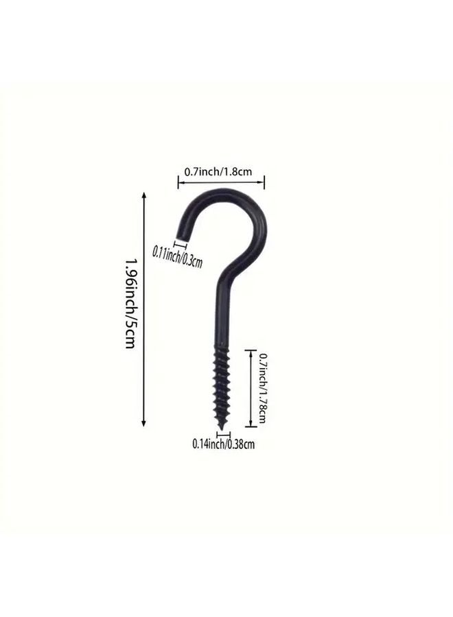 60pcs Black Steel Self Tapping Screw Hooks for Hanging Plants Lights Towels Indoor Outdoor - Image 3