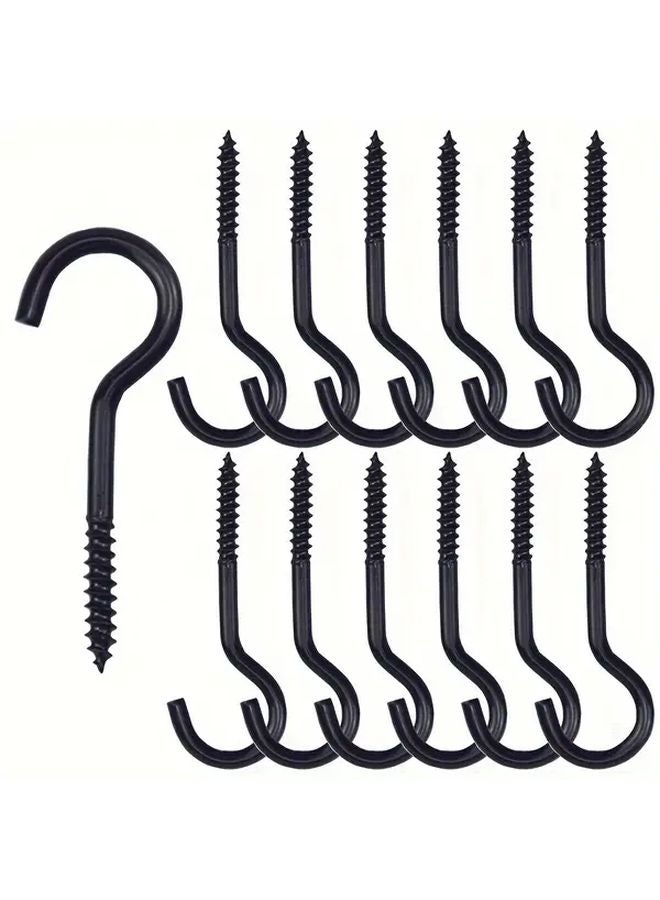 60pcs Black Steel Self Tapping Screw Hooks for Hanging Plants Lights Towels Indoor Outdoor - Image 2