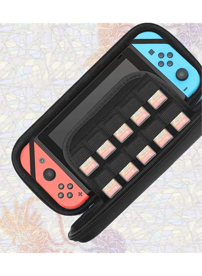 Another30 حقيبة حمل لجهاز نينتندو سويتش/ سويتش أوليد بوكيمون سكارليت والبنفسجي، حقيبة سفر صلبة محمولة واقية، حقيبة واقية لوحدة التحكم والملحقات (أسود) - Image 4