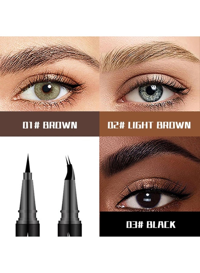 كيلا قلم حواجب منحني ذو طرفين، قلم حواجب أسود مع محدد عيون أسود 2 في 1 مزدوج، طرفان، ينشئان حواجب طبيعية تشبه الشعر، مقاوم للماء، مقاوم للتلطخ، يدوم طويلاً طوال اليوم - Image 4