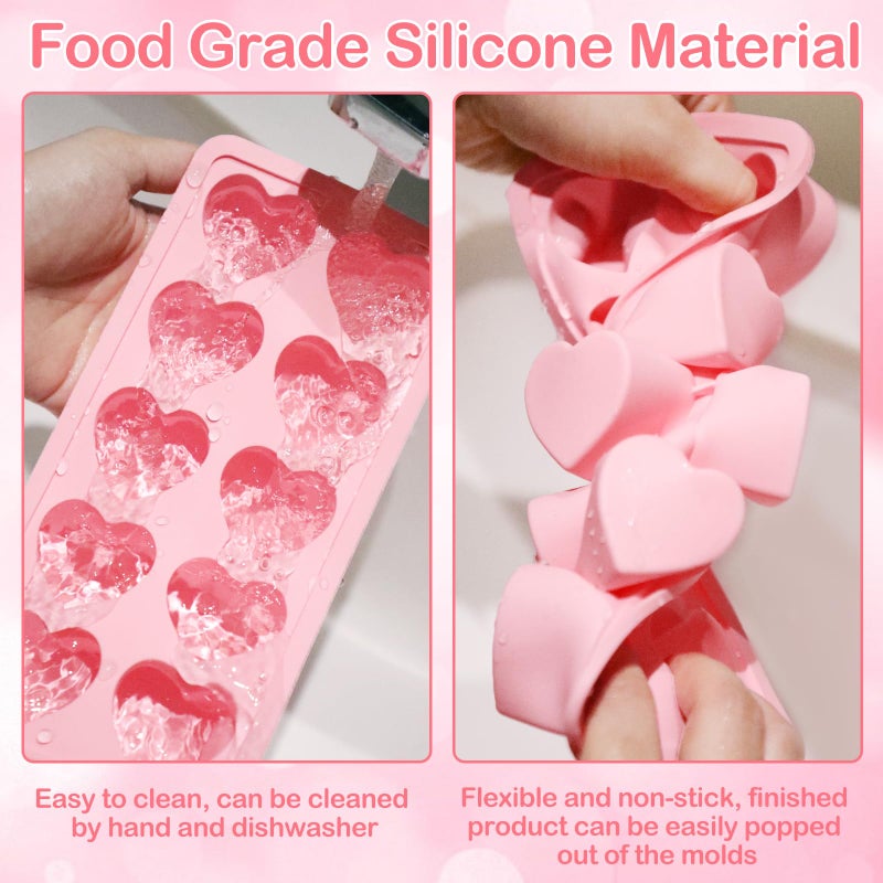 Mototo 3PCS Pink Heart Shaped Mold Silicone, 10-Cavity Chocolate Heart Mold Silicone Small Non-stick Mould for Baking Homemade Treats Mould for Candy Jelly Gummy Food Candles Epoxy Resin Valentine Crafts - Image 4