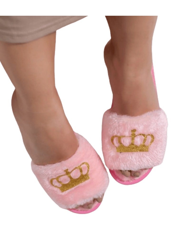 Women's Pink Fur Slippers
