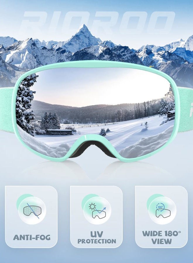 RIOROO Kids Ski Goggles, Toddler Ski Goggles Snowboard Goggles For Boys Girls Aged 3-14, 100% UV Protection OTG Ski Goggles - Image 2