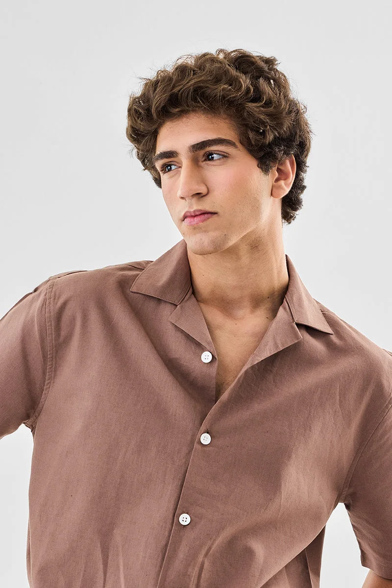 SNITCH Cuban Collar Linen Blend Shirt